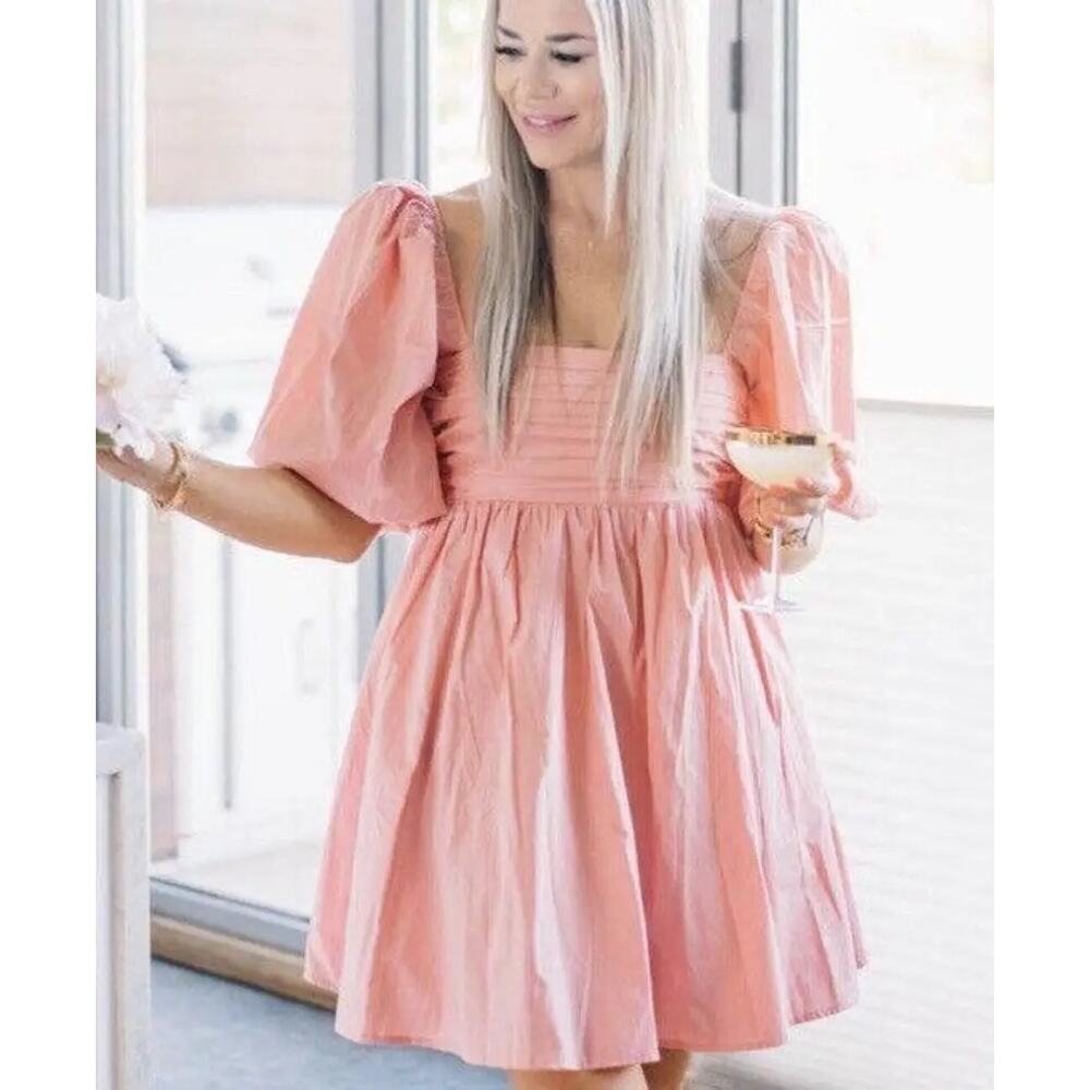 Abercrombie & Fitch Pink Puff Sleeve Mini Dress